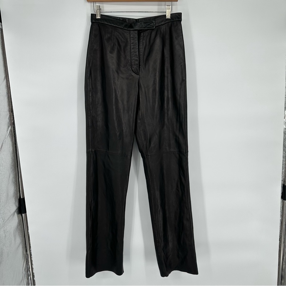 Siena Studio Black Straight Leg Leather Pants Sz 6